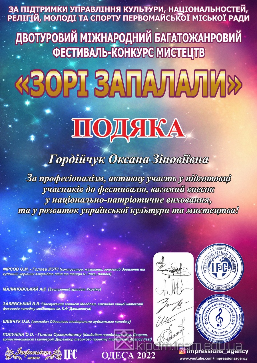 Gordijchuk Oksana Zinoviiyvna